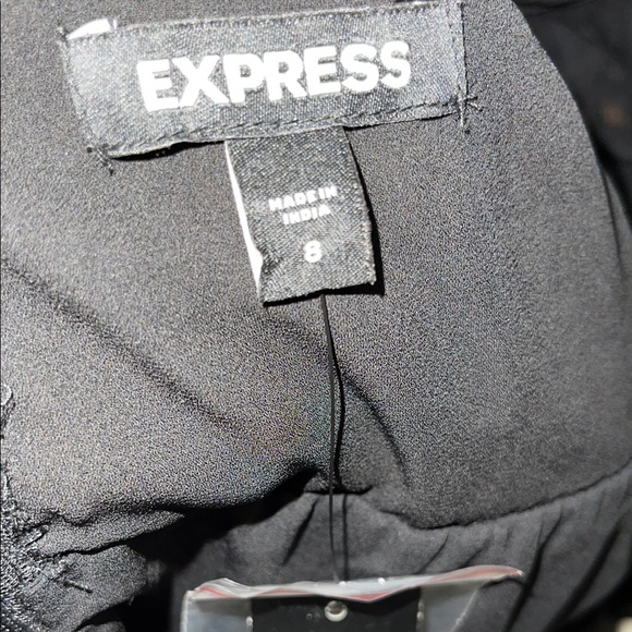 Express Mock Neck Long Sleeve Pleated Waist Tiered Ruffle Mini Dress - Picture 5 of 6